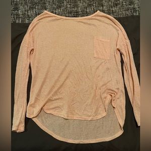 ! 2 for 20 ! Pink and Coral Long Sleeve T shirt Sweater Slightly See Through